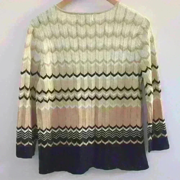 🌴2/$25🌴ALFRED DUNNER | Women's Black/Gold/White Knitted Stretchy Sweater - Picture 4 of 4